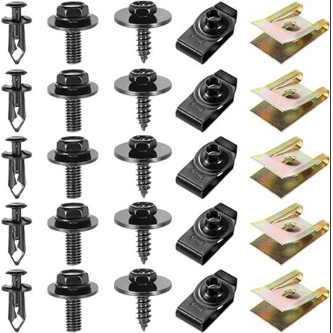 Vis et Boulons de Voiture Auto Kit de Clip à Vis et Écrous Auto Clips de Fixation Voiture Kit U-Clip et de Vis de Fixation Garde-Boue Boulons de Carrosserie Vis de Carrosserie (1/5)