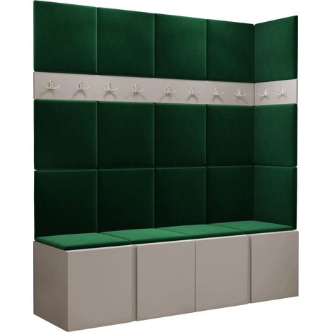 Conjunto para recibidor Pinis II, Manila 35, 186x168x46cm, Aglomerado laminado, Tapiz, Colocada, Montada en la pared