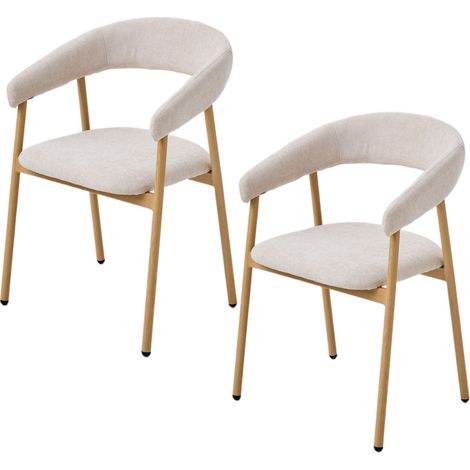 PPkrimnel Lot De 2 Chaises À Manger Beige Avec Pieds Couleur Chêne