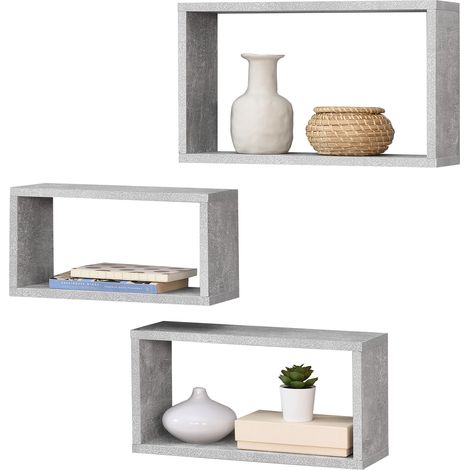 Wandregal Mandal 3er Set versch. Größen Betonoptik en.casa