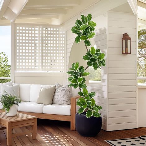 Figuier Lyre Artificiel d'Intérieur, Plante d'Intérieur Artificielle, Plante De Sol Artificielle De 1,5 m De Haut avec Pot Et Galets (1/5)