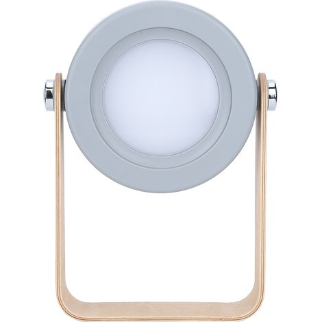 Luminaire repliable LED rechargeable transportable d'urgence pour tente camping extérieur en bois ABS PC métal gris blanc, éclairage blanc chaud, 1 lampe avec câble USB (1/5)