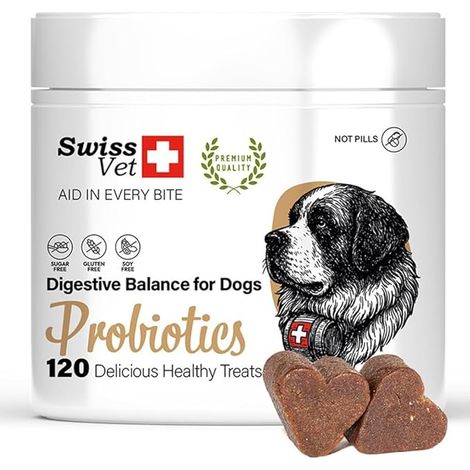 SwissVet – Probiotique Chien en bouchées tendres – avec inuline de chicorée et Bacillus velezensis – Soutien de la santé intestinale, Digestion et immunité – friandise pour Chiens - 120 Pièces (1/5)