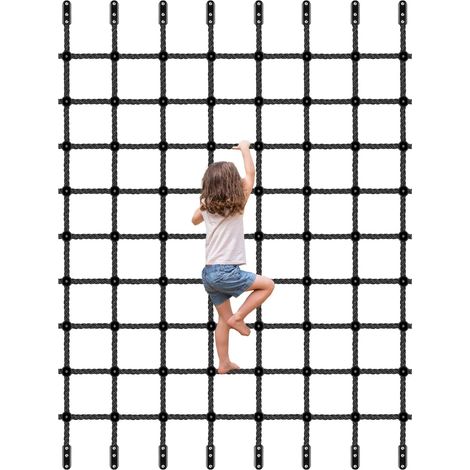 Filet Escalade Enfant, 380x178cm Portique d'escalade Aire Jeu éChelle Corde Nylon avec kit Quincaillerie Jeux D'ExtéRieur BalançOire pour Enfants Aire Jeux Cabane Accessoires D'EntraîNement (1/5)