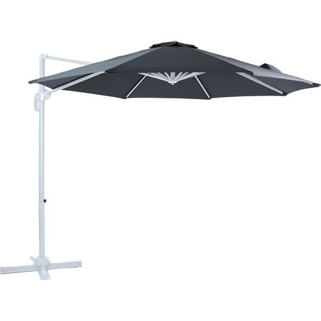 Axi Marisol Parasol Déporté Blanc/Gris - Rectangulaire Ø 300Cm - Structure Aluminium - Rotation 360 - Inclinable - Résistant Aux Uv (1/5)