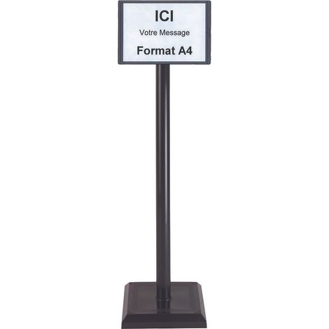 Novap – Poteau PVC noir sur socle lesté 3kg avec support A4 – Pour affichage extérieur stable – 2000574 (1/2)