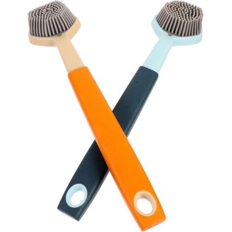 2pièces Brosse De Nettoyage Longue Manche pour Cuisine Ustensiles De Nettoyage Non-glissants pour Vaisselle Et Casseroles