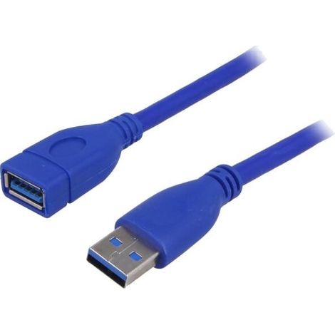 Cable- USB 3.0- USB A socle.USB A prise- nickele- 1.8m- bleu