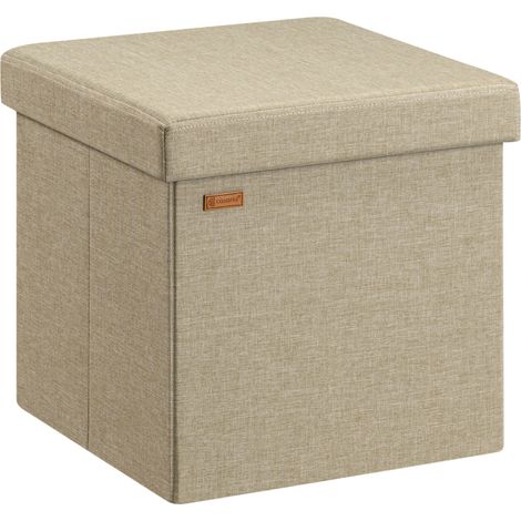 CASARIA® Hocker mit Stauraum Faltbar Deckel Gepolstert 38x38cm Klein Schlafzimmer Wohnzimmer Flur Sitzhocker Fußhocker Polsterhocker  M - beige