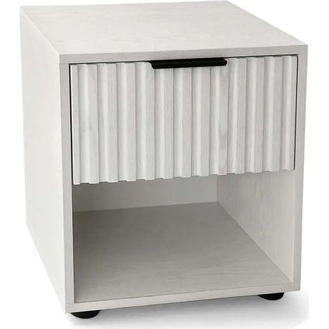 Comodino moderno blanco de 40 x 30 x 45 cm con 1 cassetto