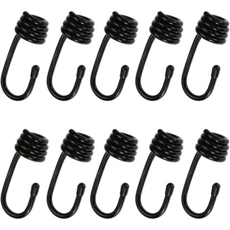 Crochet de corde en spirale, 10 pièces, crochet de corde en métal absorbant les chocs, crochet de fil en spirale recouvert de plastique pour cordon élastique, rallonge (1/5)