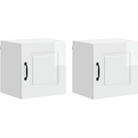 Set di 2 pensili da cucina dal design moderno capacità di contenimento 40 x 31 x 40 cm realizzati in legno composito bianco lucido 020053562