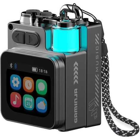 KLVGTIFS PU - Mini Enceinte Bluetooth Portable Étanche - Haut-Parleur Sans Fil Métal avec Écran 2", Réveil, Météo et Son HD RGB (1/5)