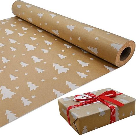 Rouleau de 15 m de papier kraft blanc pour sapin,idéal pour les cadeaux d'anniversaire,les fêtes et les décorations de (1/5)