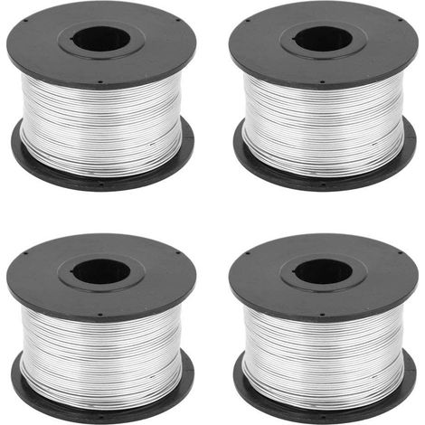 Fil de Lien de Renfort, 4Pcs 110M 0.8mm Fil d'acier, Bobine de Fils, Wire Câbles en acier, Fils D'attache De Barre D'armature, Pour Machine De Liage Automatique De Barres D'armature (1/5)
