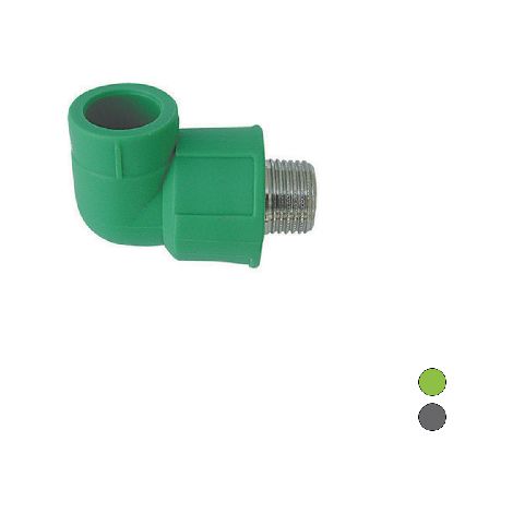 GOMITO FILETTATO MASCHIO IN POLIPROPILENE- 1/2 x Diam. 20 Grigio- DH- pezzi 1