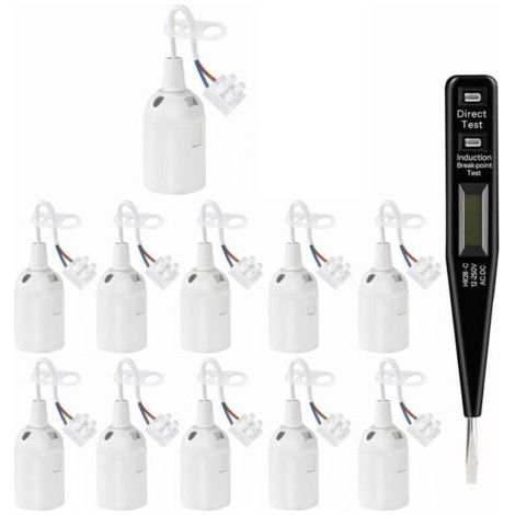 Pair 11 Stück E27 weiße Fassung, E27 Renovierungsfassung, 250V 4A Lampenfassung mit Kabel, Baustellenfassung, Bajonettadapter für LED- und Halogenlampen.