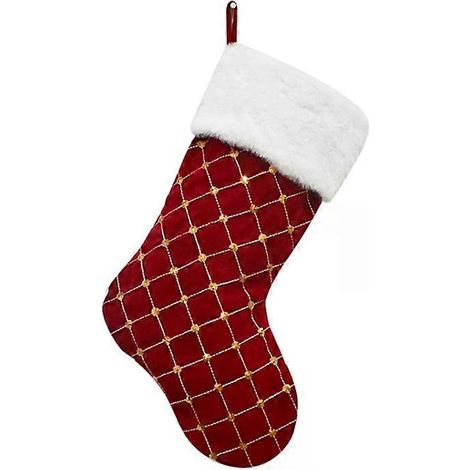 Chaussettes de Noël à paillettes à carreaux - Sac à bonbons cadeau des fêtes, rouge - rouge (1/2)