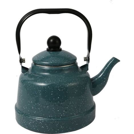 Théière en céramique émaillée de Cuisine 1700 ML Compatible Faire bouillir l'eau Camping thé Bouilloire émail Bouilloire, Vert (1/4)