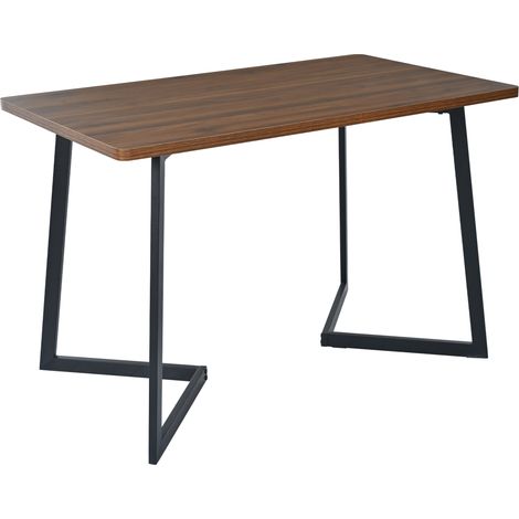 Essgruppe mit 1 Esstisch und 4 Stühlen, für Küche und Esszimmer, MDF, Metall und Samt, Nussbaumfarben (1/5)