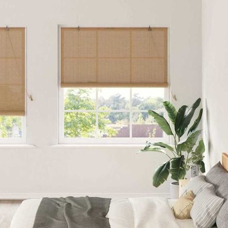 42006861 Store enrouleur avec des rideaux Marron 150 x 220 cm Bambou (1/5)