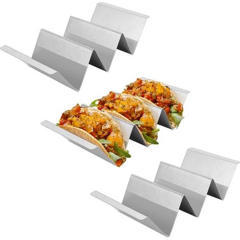 Soporte para burritos de 2 piezas, Soporte para burritos, Corrugado, Tipo bandeja, Acero inoxidable, Con asa, picnics, fiestas y festivales (1/5)