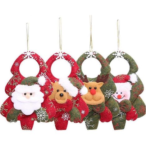 4er-Set Weihnachtsbaumhänger, traditionelle Weihnachtsdekoration, Weihnachtsmann, Rentier, Schneemann, Lichterkette, Weihnachtsbaumschmuck (1/5)