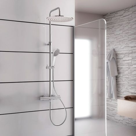 Kronenbach Duschsystem Aufputz mit Thermostat und Kopfbrause Ø 30 cm, rund (1/3)