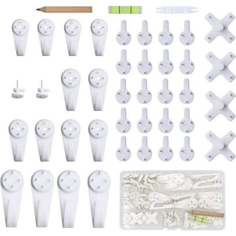 43pcs Accroche Tableau Sans Percer Blanc Fixation Murale Sans Percer Crochet en Plastique pour Accroche Cadre Crochet Tableau Cadre Photo Chapeau (1/5)