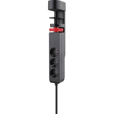 REV multiprise avec fixation pour table, 3 prises, 2x USB-A, 1x USB-C, noir (1/2)