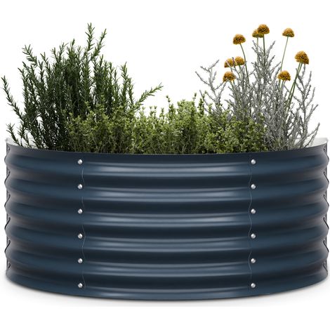 Blumfeldt High Grow Half Circle - Aiuola rialzata da 105 x 43 x 60 cm, in lamiera d'acciaio ondulata, facile da montare, resistente alla ruggine e al gelo