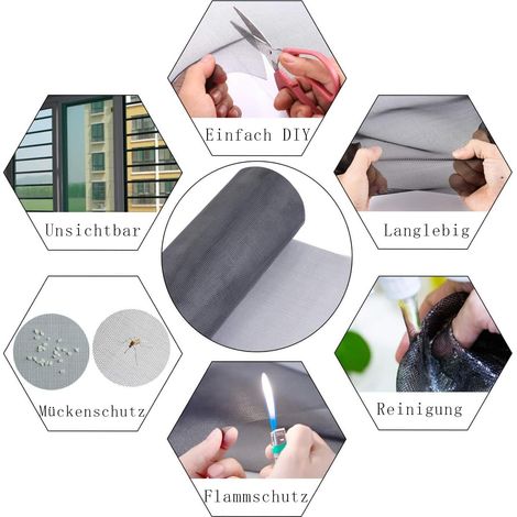 Filet de protection anti-insectes en fibre de verre pour fenêtre et porte, maillage haute densité résistant et durable, facile à découper et installer, protection moustiquaire efficace pour la maison (1/3)
