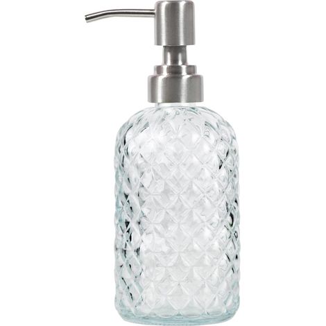 1 - Distributeur de savon - Verre transparent - Pompe acier inoxydable 304 - Pour cuisine et salle de bain - Transparent - 18,5x7,1cm (1/4)