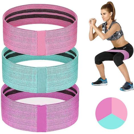 Dhrs Fitness Band [set Of 3] Fitness Bands / Resistance Bands Set Loop Band pour 3 niveaux de résistance pour les fesses et les jambes, bandes de hanche de résistance pour Le (1/2)