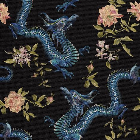 Tela decorativa para exteriores Oxford - Motivo Dragón Azul I DX214 (1/5)