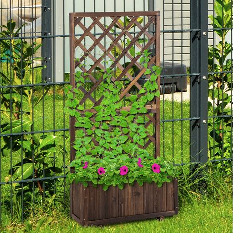 Jardinera con enrejado de madera 72,5x31,5x149,5 cm OKMYHOME (1/4)