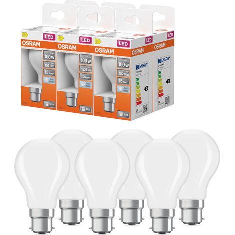 LED Star Classic A100, ampoule LED à filament dépoli en forme d'ampoule, culot B22d, blanc froid (4000K), remplace les ampoules classiques de 100W, pack de 6 (1/3)