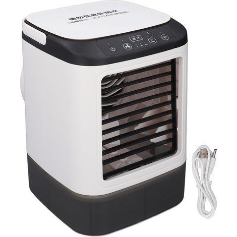 Tragbare Klimaanlage mit 900-ml-Wassertank, 7-farbiger LED-Verdunstungskühlung, 2-stufigem Luftbefeuchter und 3-stufigem Lüfter