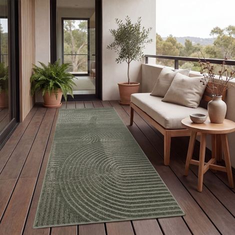 Paco Home Tappeto Cucina Da Esterno Salotto Moderno Balcone Scandinavo Boho Monocolore 60x100 cm, Verde 3