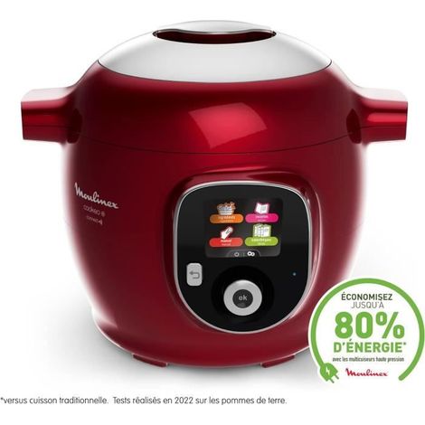 Multicuiseur - Moulinex - Cookeo+ Connect - Capacité 6 L - 200 recettes - Couleur Rouge
