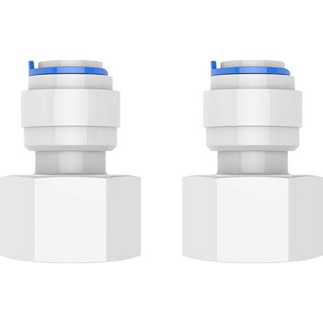 Raccord d'alimentation en eau - Raccord rapide - Filtre à eau - Adaptateur pour osmose inverse et filtre à eau - Robinet d'eau potable - Réfrigérateur latéral (filetage intérieur 1/2" vers 5/16") (1/5)