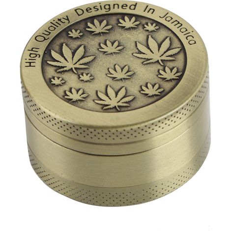 Tragbarer Handschleifer aus Zinklegierung mit Blattmuster – 3-stufiges Schleifwerkzeug in Bronze – Originelles Geschenk, 4 cm Durchmesser (1/3)