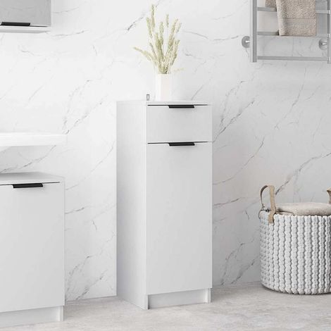vidaXL Armario de baño madera contrachapada blanco 32x33,5x90 cm (1/5)