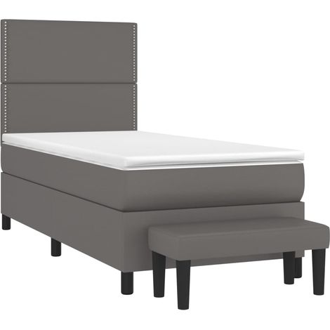 Sommier à lattes de lit avec matelas Gris 100x200 cm Similicuir vidaXL (1/5)
