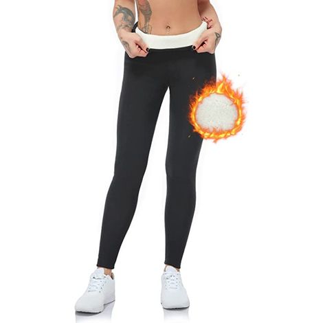 Leggings Chauds - Doublure Peluche Épaisse En Polystère - Taille Haute Opacité Totale - Pour Activités Extérieures Et Fitness - 1 Pièce - Gris - XXL (1/5)
