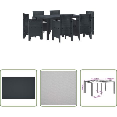 Mobilier extérieur - Ensemble de salle à manger pour jardin 7 pcs Anthracite (1/5)