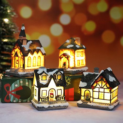 Maison lumineuse de Noël en résine LED, décorations de Noël, scène de village, cadeau de Noël (1/3)