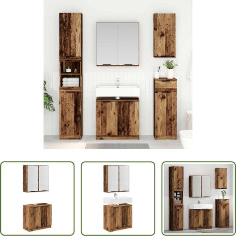 Meuble miroir - Ensemble de Meubles de Salle de Bain avec étagère Bois Ancien (1/5)