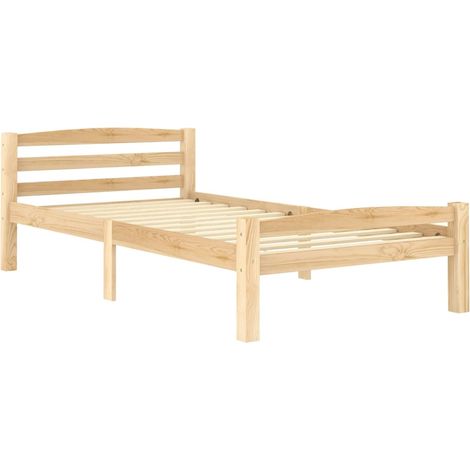Lit adulte pour 1 personnes, Structure de lit, Assemblage Facile, Bois de pin massif 90x200 cm OIB9518E (1/5)