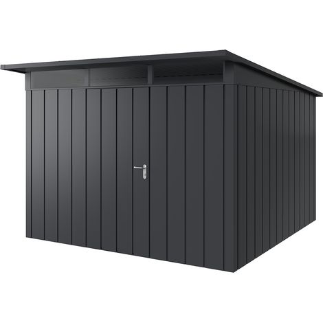 Hörmann Metall-Gerätehaus "Juno" mit Pultdach, JPD14 - Modern, 310 x 310 cm (B x T), anthrazit, 1-flüglige Tür, Anschlag links (1/5)